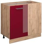 Vicco Eckunterschrank R-Line Bordeaux Hochglanz/Goldkraft Eiche 86 cm ohne