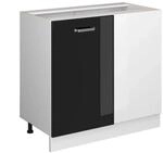 Vicco Eckunterschrank R-Line Schwarz Hochglanz/Wei&szlig; 86 cm ohne Arbeitsplatte