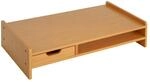 HOMCOM Monitorst&auml;nder mit Schublade Bambus Natur L49 x B25,5 x H11,5 cm