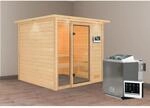Karibu Sauna Jutta mit Bio-Ofen externe Stg.LED-Dachkranz Natur