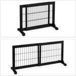 Relaxdays Ausziehbares Absperrgitter Kiefernholz Schwarz 70-108 cm x 56 cm
