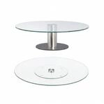 Relaxdays Tortenplatte 2er Set Glas Transparent Drehbar Rutschfest &oslash; 30 cm