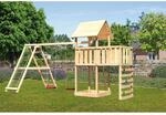 Karibu Spielturm Lotti Doppelschaukel Kletterger&uuml;st Anbauplattform Kletterwand