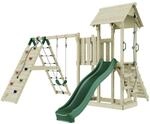 PolarPlay Spielturm Far&ouml; Schaukel Kletterwand Rutsche Gr&uuml;n