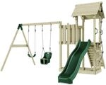 PolarPlay Spielturm Uppsala Schaukel Babyschaukel Kletterwand Rutsche Gr&uuml;n