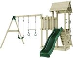 PolarPlay Spielturm Uppsala Schaukeln Trapezstange Kletterwand Rutsche Gr&uuml;n
