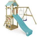 Wickey Spielturm FreeFlyer Kletterger&uuml;st mit Rutsche Pastellblau
