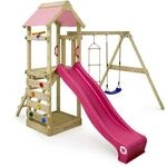 Wickey Spielturm FreeFlyer Kletterger&uuml;st mit Rutsche Pastellpink