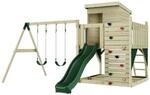 PolarPlay Spielturm Bj&ouml;rn, mit Kinderschaukel, Dunkelgr&uuml;n