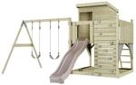 PolarPlay Spielturm Bj&ouml;rn, mit Kinderschaukel, Altrosa