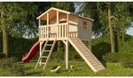 Karibu Stelzenhaus Benjamin Set Natur Holzrampe Rutsche 3 m Rot