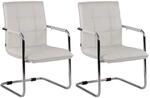 CLP 2er Set St&uuml;hle Gandia Kunstleder Wei&szlig;/Chrom