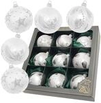 Krebs Glas Lauscha Weihnachtskugeln Wei&szlig; 9-tlg. 8cm