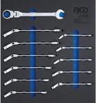 BGS Werkstattwageneinlage 2 3 Ratschenring Maulschl&uuml;ssel Satz Abwinkelbar SW 8 19 Mm