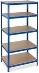 Relaxdays Schwerlastregal Metall MDF Blau Braun H&ouml;henverstellbar Teilbar 180 cm x 90