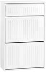 SoBuy Schuhschrank mit 2 Klappen und 1 Schublade Schuhkommode 61x100x26cm Wei&szlig;