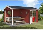 Lasita Holz-Gartenhaus Wibo Schwedenrot 465 cm x 337,8 cm mit Anbaudach