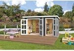 Lasita Holz-Gartenhaus Zambezi XL Flachdach Carbongrau Lasiert 380 cm x 240 cm