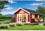 Lasita Holz-Gartenhaus Caroline 2.3 Satteldach Lasiert 390 cm x 575 cm