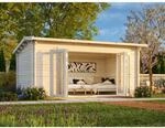 Palmako Ines Holz-Gartenhaus Natur Satteldach Tauchgrundiert 480 cm x 300 cm