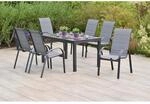 Merxx Amalfi Set 7 -tlg 6 Stapelsessel Auszieh-Gartentisch 140 (200) x 90cm Grau