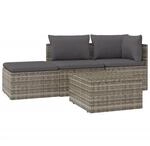vidaXL 4-Tlg Garten-Lounge-Set mit Kissen Grau Poly Rattan 318676