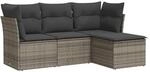 vidaXL 4-tlg Garten-Sofagarnitur mit Kissen Grau Poly Rattan Modell 17