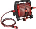 Juskys Schlauchtrommel Basic mit 30m Wasserschlauch und Multifunktionshandbrause rot