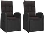 vidaXL Gartensessel mit Kissen 2 Stk Verstellbar Schwarz Poly Rattan 319545