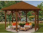 Skan Holz Pavillon Nancy 3 Leimholz 480 cm x 416 cm Nussbaum