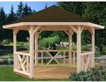 Palmako Holz-Pavillon Betty Grau impr&auml;gniert 337 cm x 337 cm ohne Fu&szlig;boden