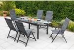Merxx Taviano Set 7-tlg. 6 Klappsessel Gartentisch 140 (200) x 90 cm Grau