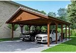 Satteldach-Carport Wallgau Nussbaum 620 x 750 cm Dachlattung