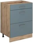 Vicco K&uuml;chenunterschrank R-Line Blau-Grau/Goldkraft Eiche 60 cm mit Schubladen ohne