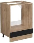 Vicco Herdumbauschrank R-Line Schwarz Hochglanz/Goldkraft Eiche 60 cm ohne