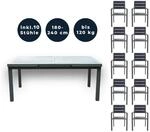 Home Deluxe Gartenm&ouml;bel-Set Calido Madera 11-tlg. Anthrazit mit Ausziehtisch