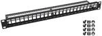 HMF 66445-02 UTP Keystone-Patchpanel f&uuml;r Serverschrank 19 Zoll 1 HE 24 Ports...