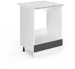 Vicco Herdumbauschrank R-Line Anthrazit Hochglanz/Wei&szlig; 60 cm AP Marmor