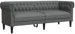 vidaXL Chesterfield-Sofa 3-Sitzer Dunkelgrau Stoff 372557