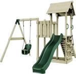 PolarPlay Spielturm Bergen Babyschaukel Kletterwand Rutsche Gr&uuml;n