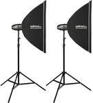 Walimex pro 2x Newcomer 100 II Studioblitz Softbox Lampenstativ LED Studiolicht