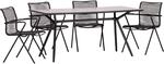 Acamp Set 4x Stapelsessel Alpha Rope 1x Glastisch Alpha Anthrazit-Cemento