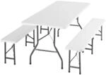 Tectake Campingtischgarnitur Panja Klappbar Kunststoff 180 x 74 x 72 cm Wei&szlig;