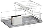 Relaxdays Abtropfgestell Edelstahl Silber mit Besteckhalter 23,5 cm x 48 cm x 32 cm 2