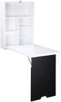 HOMCOM Schreibtisch mit Tafel 5 F&auml;chern Klappbar Wei&szlig; Schwarz 60 x 94,5 x 147cm