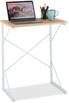 Relaxdays Schreibtisch MDF Metall Wei&szlig; Platzsparend 75 cm x 60 cm x 40 cm 4 kg