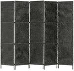 vidaXL 5 Teiliger Paravent Schwarz 193x160 cm Wasserhyazinthe 247352