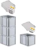 PROREGAL Spar Set 4x Eurobox Nextgen Economy Mit Scharnierdeckel & Gelben