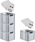 PROREGAL Spar Set 4x Eurobox Nextgen Economy Mit Scharnierdeckel & Schwarzen