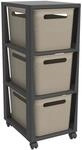 Rotho Tower mit Rollen Brisen 3 x 16, Cappuccino